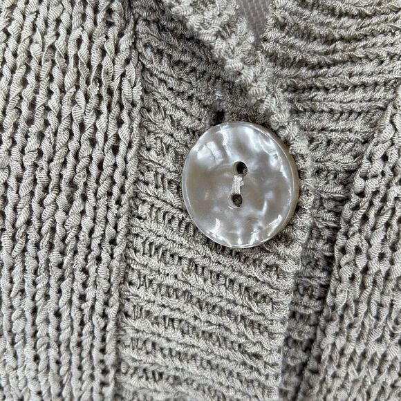 August Silk Collared Short Sleeve Knit Tunic Top Beige M - Picture 8 of 13